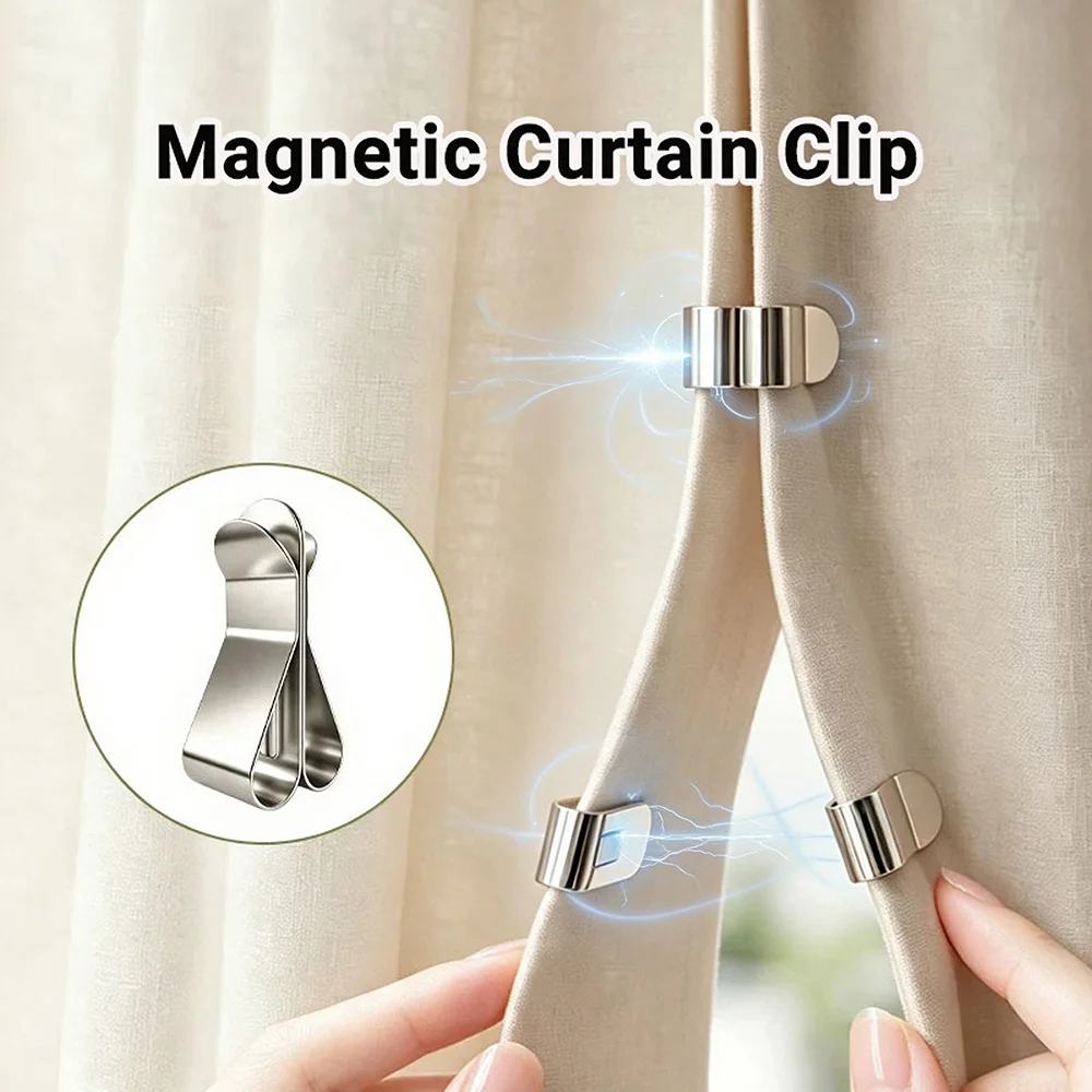 Strong Magnetic Curtain Clips Stainless Steel Blackout Closure Fastener Prevent Light Gap For Bedroom Window Home Decoration