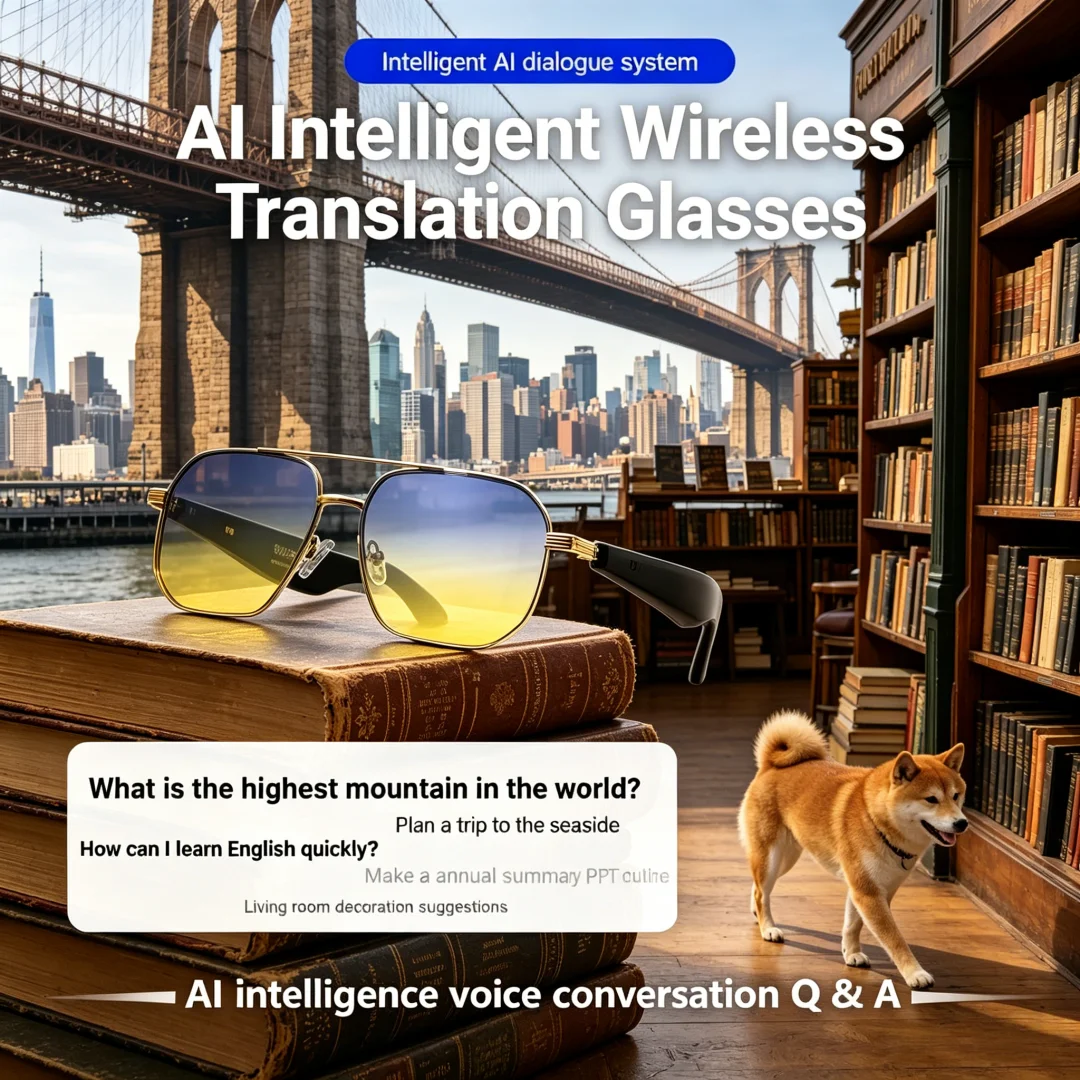 

Scintillate AI Smart Glasses Wireless Call Headset 2 In 1 Intelligent Translation Music Playing Sunglasses Voice Assistant All
