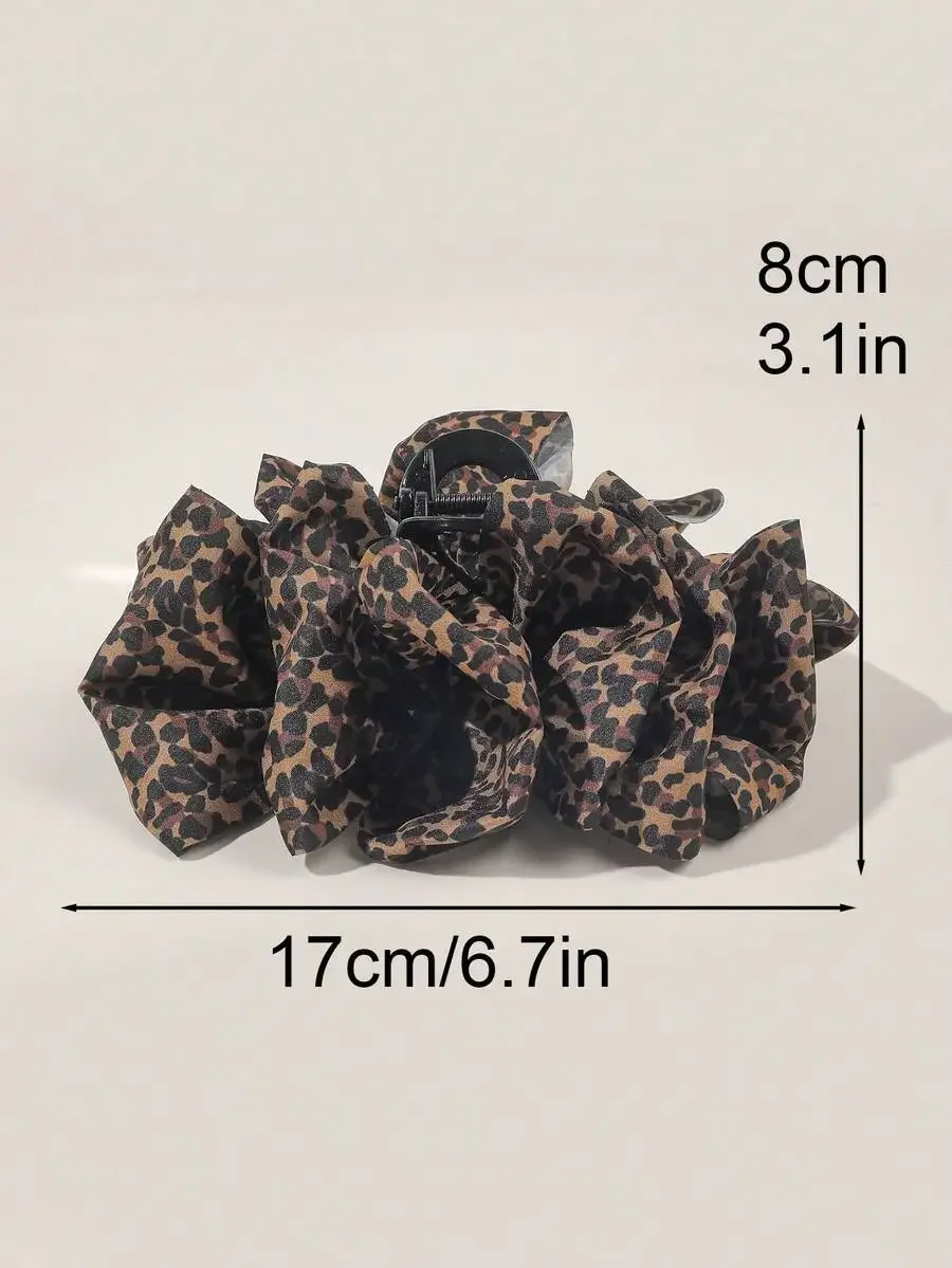 

Oversized Leopard Print Crinkle Fabric Hair Claw Clip For Women Fashion Hair Accessory