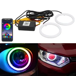 Lámpara de circulación diurna para coche, Luz antiniebla de 9-30V, 2 piezas, RGB, Ojos de Ángel, 100mm, 80mm, 60mm, anillo de Halo sinfonía, DRL