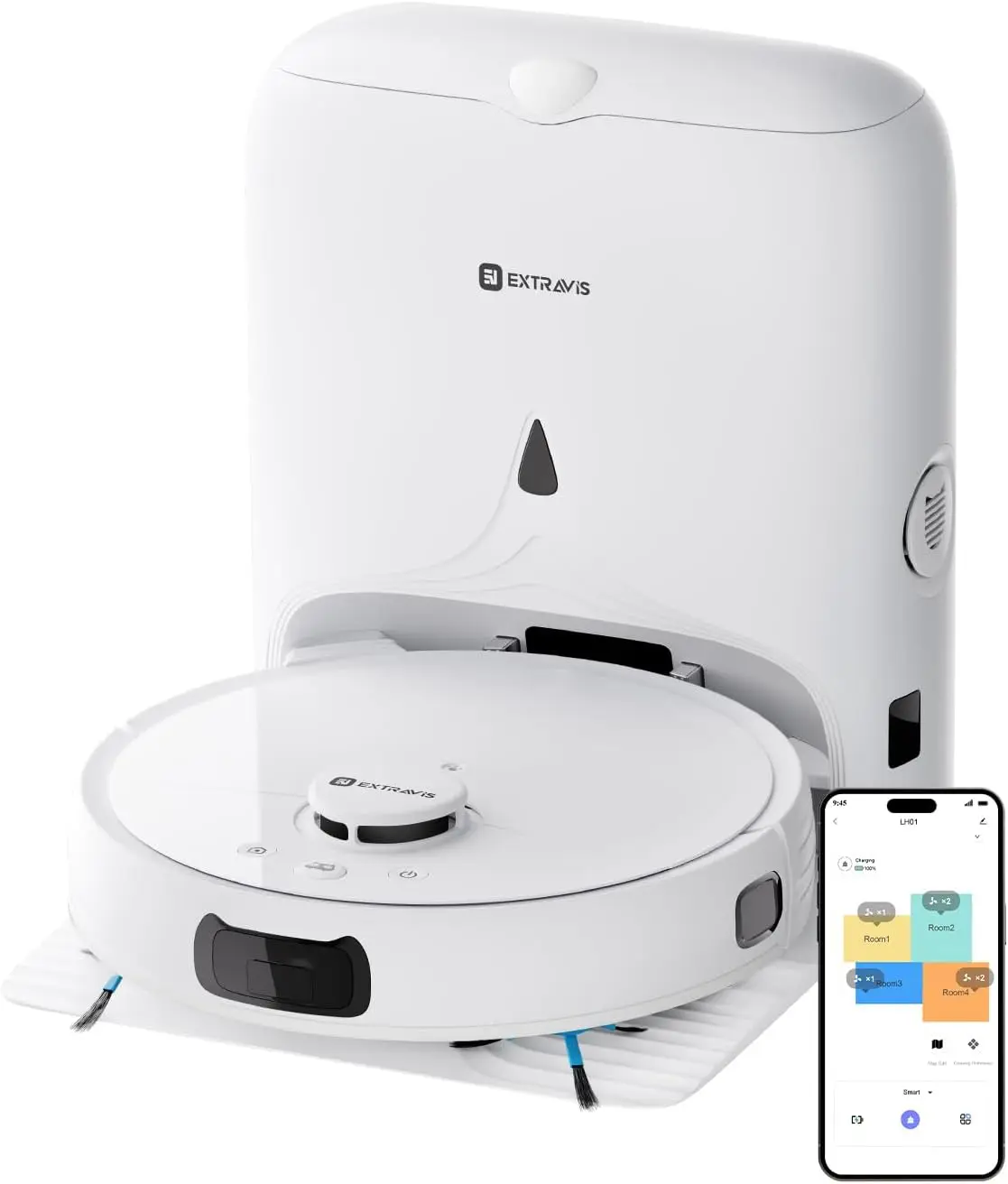 

V5 Robot Vacuum and Mop, Self-Emptying Robotic Vacuum Cleaner, 8500Pa Suction, Pet Hair Tangle Cutter, Laser Navigation, Cat Las