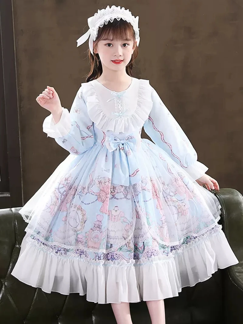 Vestido de fiesta de princesa de terciopelo para niña, vestido de boda Kawaii de Lolita, Otoño e Invierno