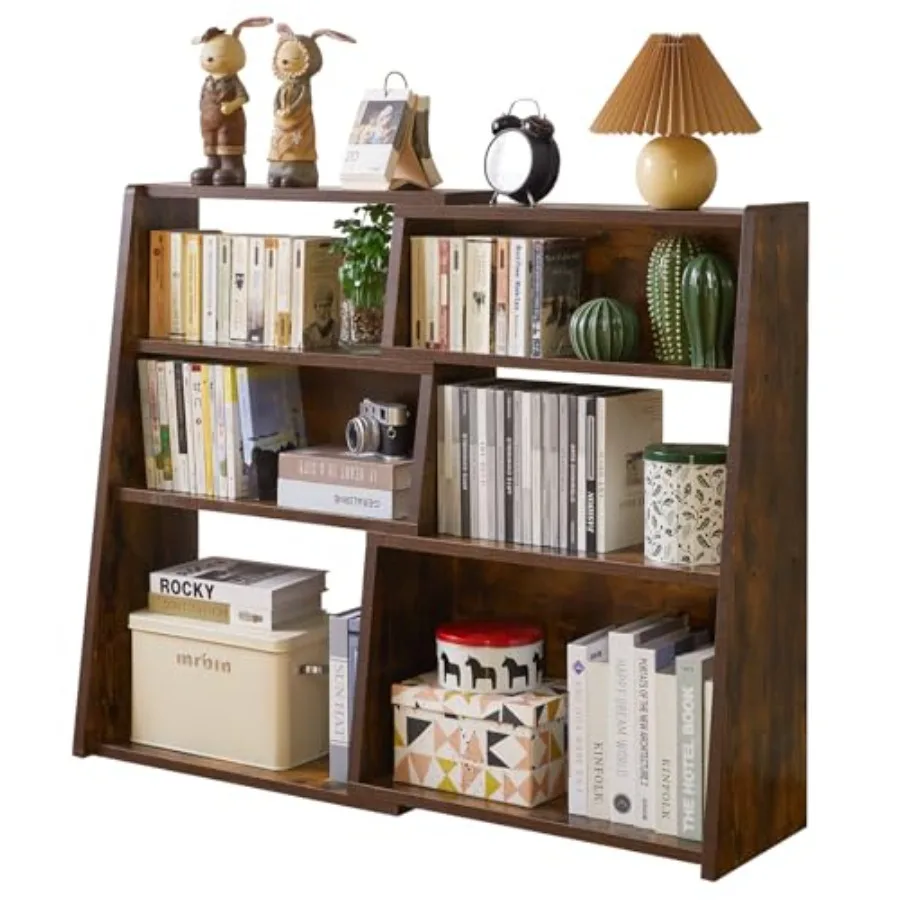 

Раздвижной книжный шкаф-трансформер 3-в-1 с регулируемой шириной, 3-ярусный современный органайзер для хранения, компактная деревянная книжная полка YD-B