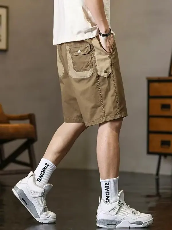 

Summer Khaki Workwear orts Men's Outdoor Wear American Trendy Brand Large Size Loose Pure Cotton Men's Casual Five-Quarter ...