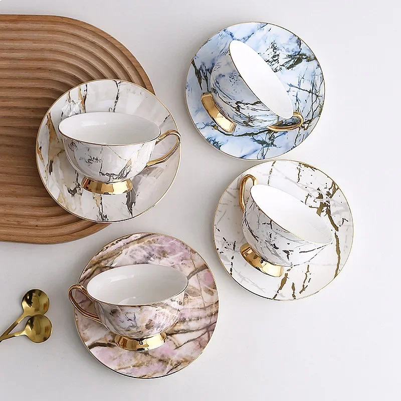 English Light Luxury Bone China Coffee Cup Saucer Set With Stand Gift Box Bag Afternoon Tea Home Porcelain Drinkware