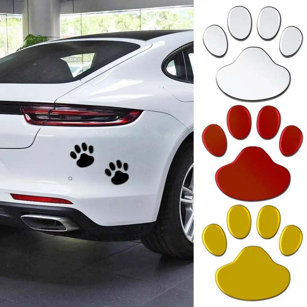 4Sheet Car Stickers Creative Decals Paw 3D Animal Dog Cat Foot Prints Decal Car Motocycle Sticker Car Accessories