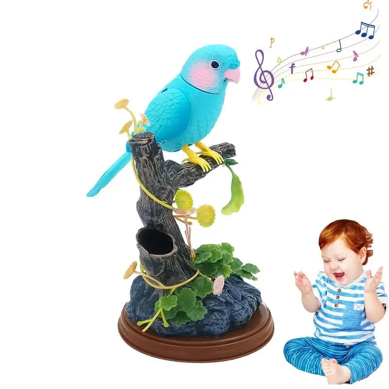 

Control Voice Parrots Cute Electric Battery Operated Control Voice Simulation Parrots Voice Controlled Animal Office Home Decor