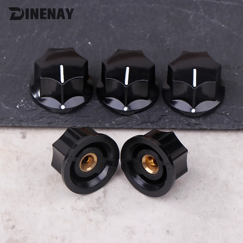 5Pcs Bakelite Knob MF-B01 MF-B02 MF-B03 Hexagonal Potentiometer Band Switch Cap Inner Hole 6MM Potentiometer Knobs