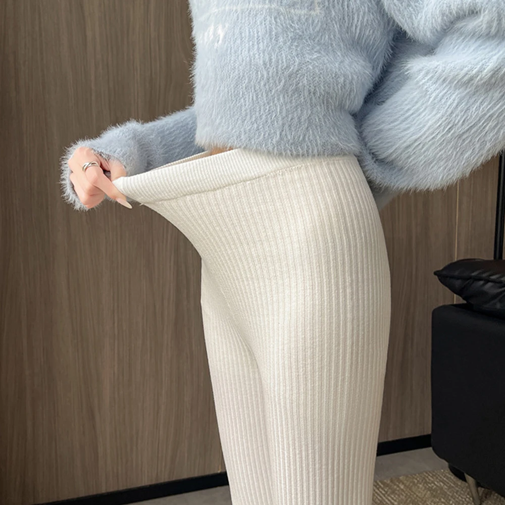 Therma عالية الخصر محبوك طماق الشتاء النساء السراويل الدافئة مضلع رشاقته الدافئة الكاحل طول الجوارب للطقس البارد #4