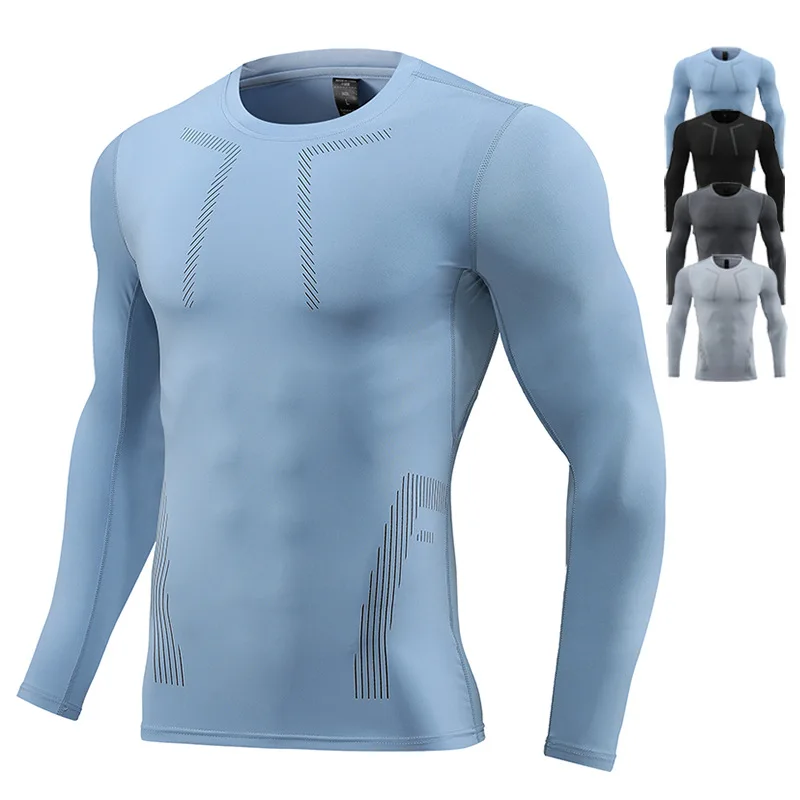 

Крутая эластичная спортивная мужская футболка с длинным рукавом для бега, сухой посадки, нижняя часть, верхняя ткань, базовая спортивная одежда, спортивный костюм для тренажерного зала, бодибилдинга, мышц