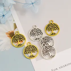 20pcs/lot--18x15mm Silver Gold Color Tree Of Life Charms World Peace Pendants For DIY Jewelry Making Supplies Wholesale Bulk