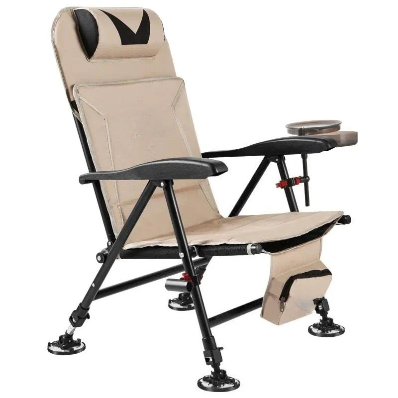 For Portable Folding Reclining Fishing Chair Multi Functional All Terrain Outdoor Seat Stool Lightweight Compact Design