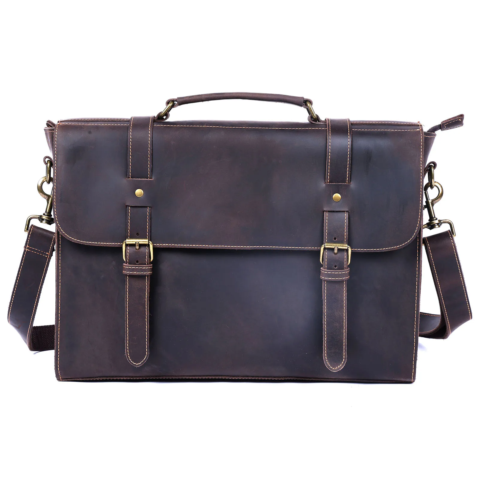 Casual vintage designer handmade crazy horse cowhide men's briefcase business luxury genuine leather lawyer computer handbag