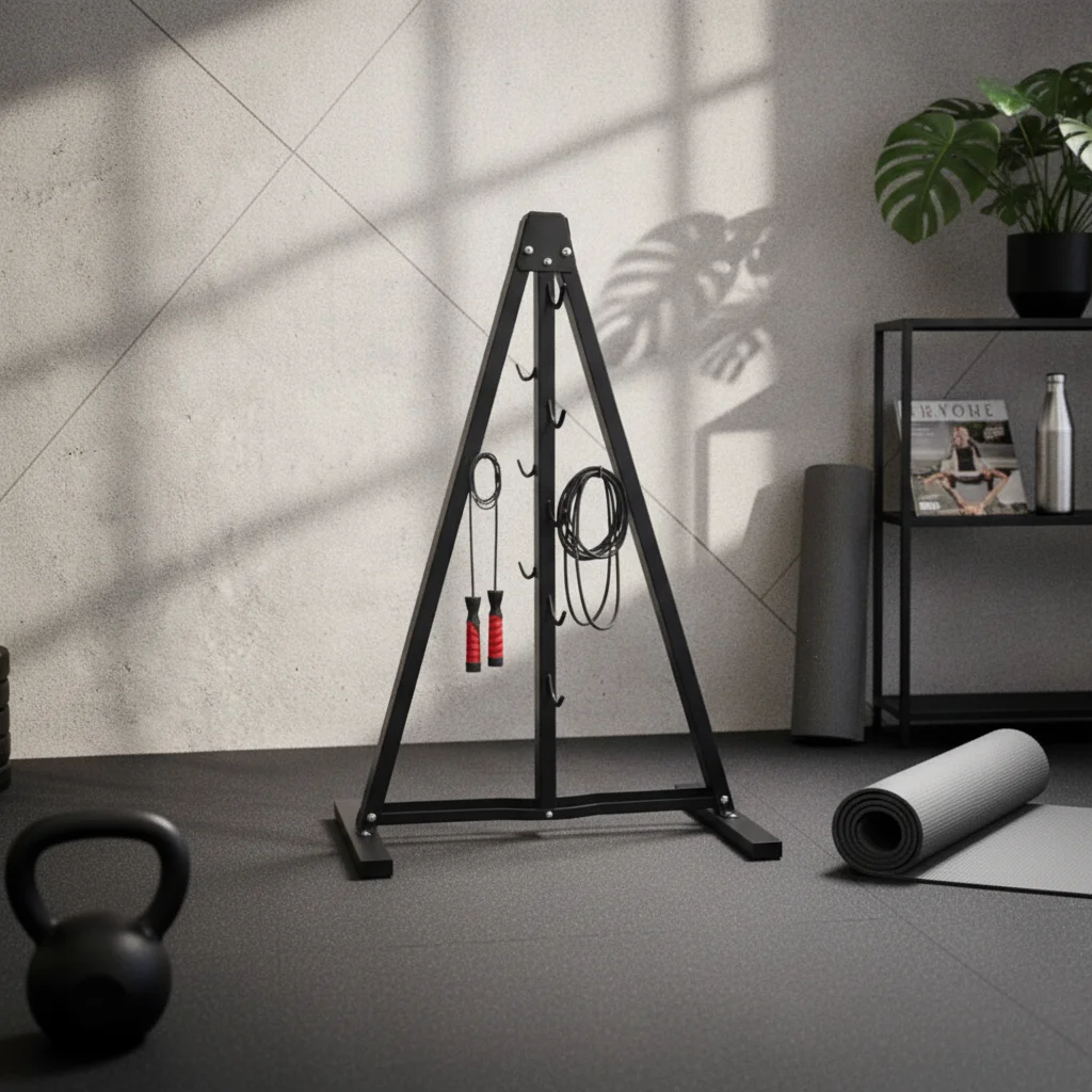 open-frame-a-hook-structure-rack-wide-base-metal-storage-organizer-with-hooks-for-home-gym-equipment