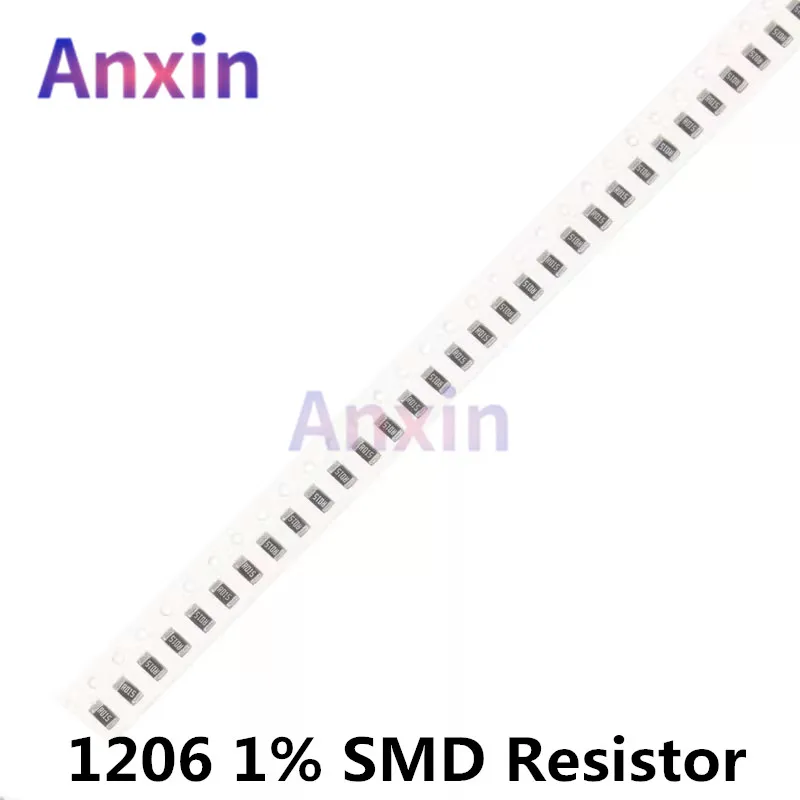 100PCS 1% 1206 0R - 10M SMD Resistor 1/4W 10 15 100 150 220 330 470 510 Ohm K Ω 1K 2.2K 10K 100K 1R 10R 47R 100R 220R 330R 470R