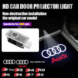 2PCS Car Door Welcome Lights 3D Laser Projector LED Lamp for AUDI SLINE RS S3 S4 S5 S6 QUATTRO A3 Q5 Auto Decoration Accessorie