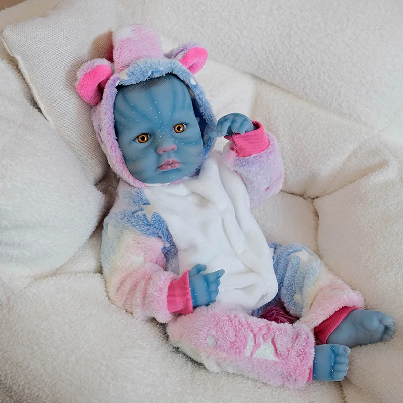 

19inch 48cm Loulou Awake Full Vinyl Body Newborn Doll with Painted Hair Children Gift