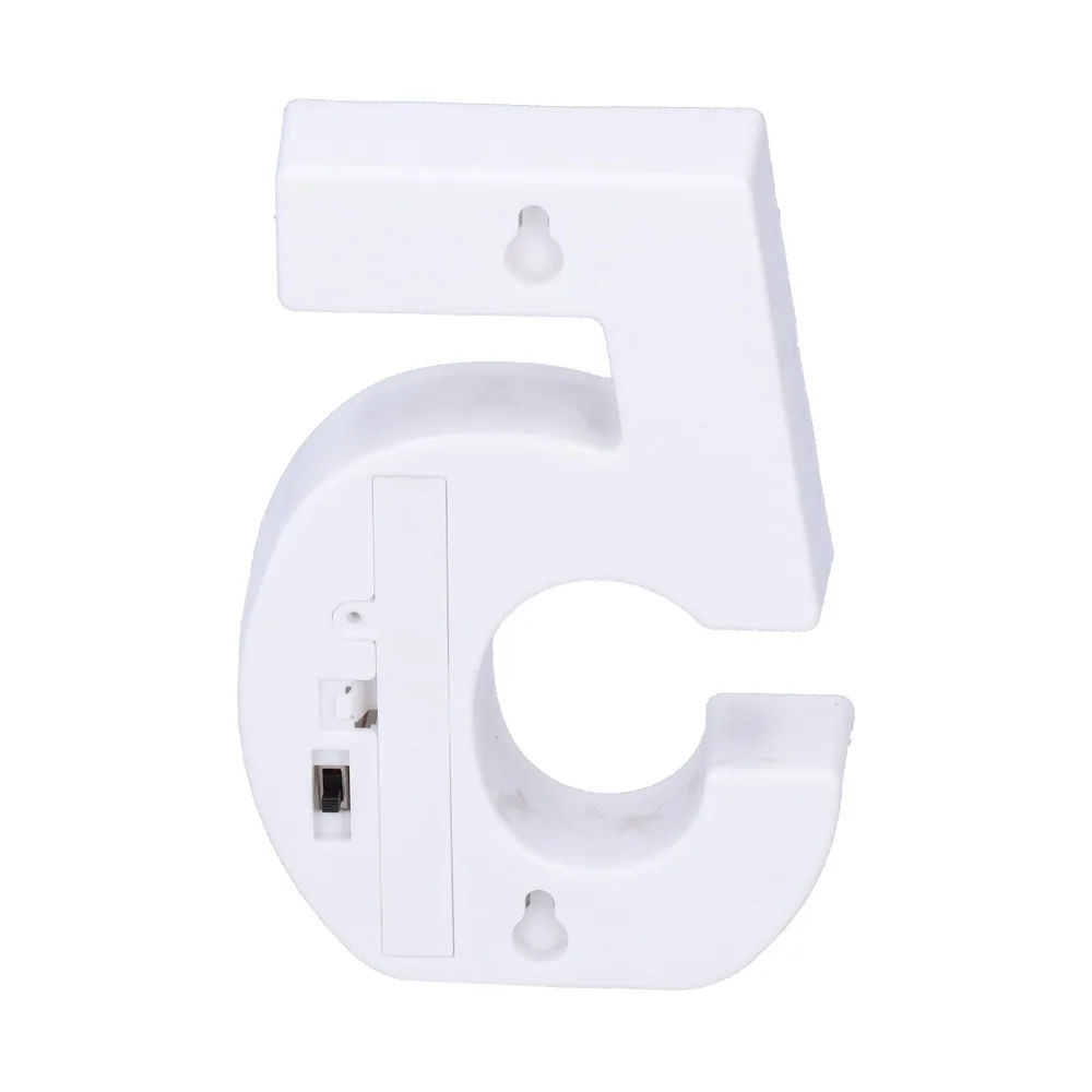 Portable Number 5 Number Sign Lamp Warm White Gold Mirror-Finish LED Light Battery Powered Glitter Neon Sign Light Home