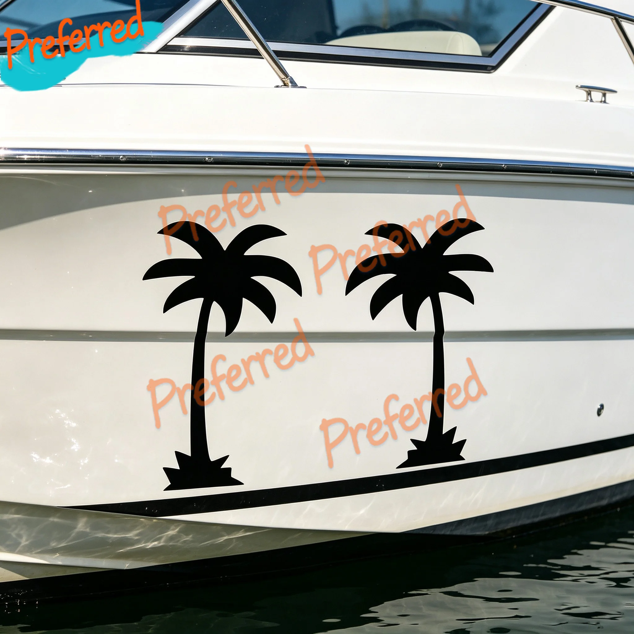 2x Palme Aufkleber Urlaub Strand Sommer Insel Wasser Kokosnuss Vinyl Decal Sticker - Customizable in Any Sticker Size