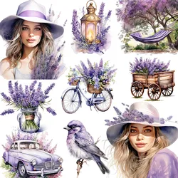 Pegatinas decorativas de lavanda para manualidades, álbum de recortes, diario de chatarra, 20 unids/lote por paquete