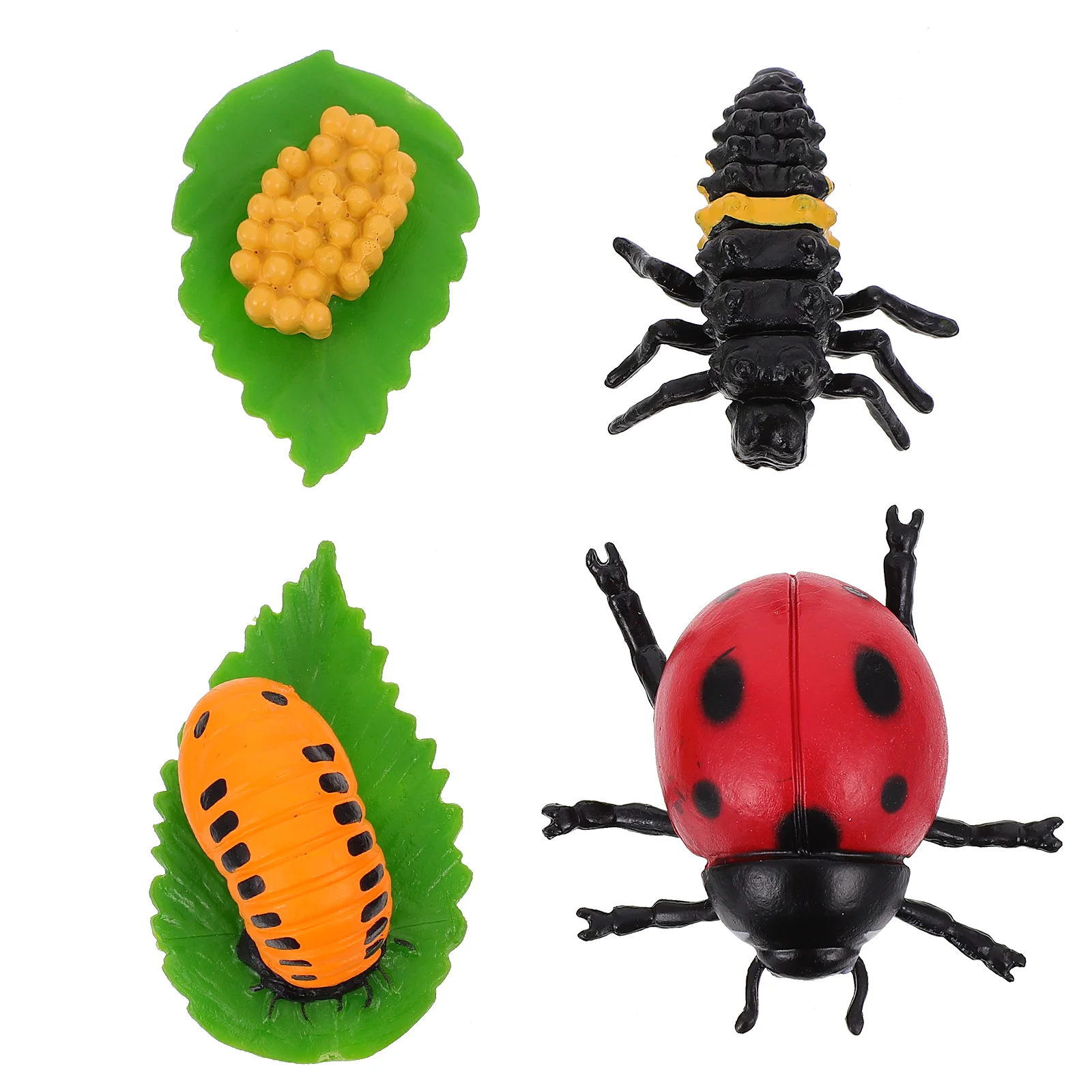 

4 Pcs Ladybug Growth Ornaments Statue Cycle Toy Kids Life Decor Figurines Larva Child