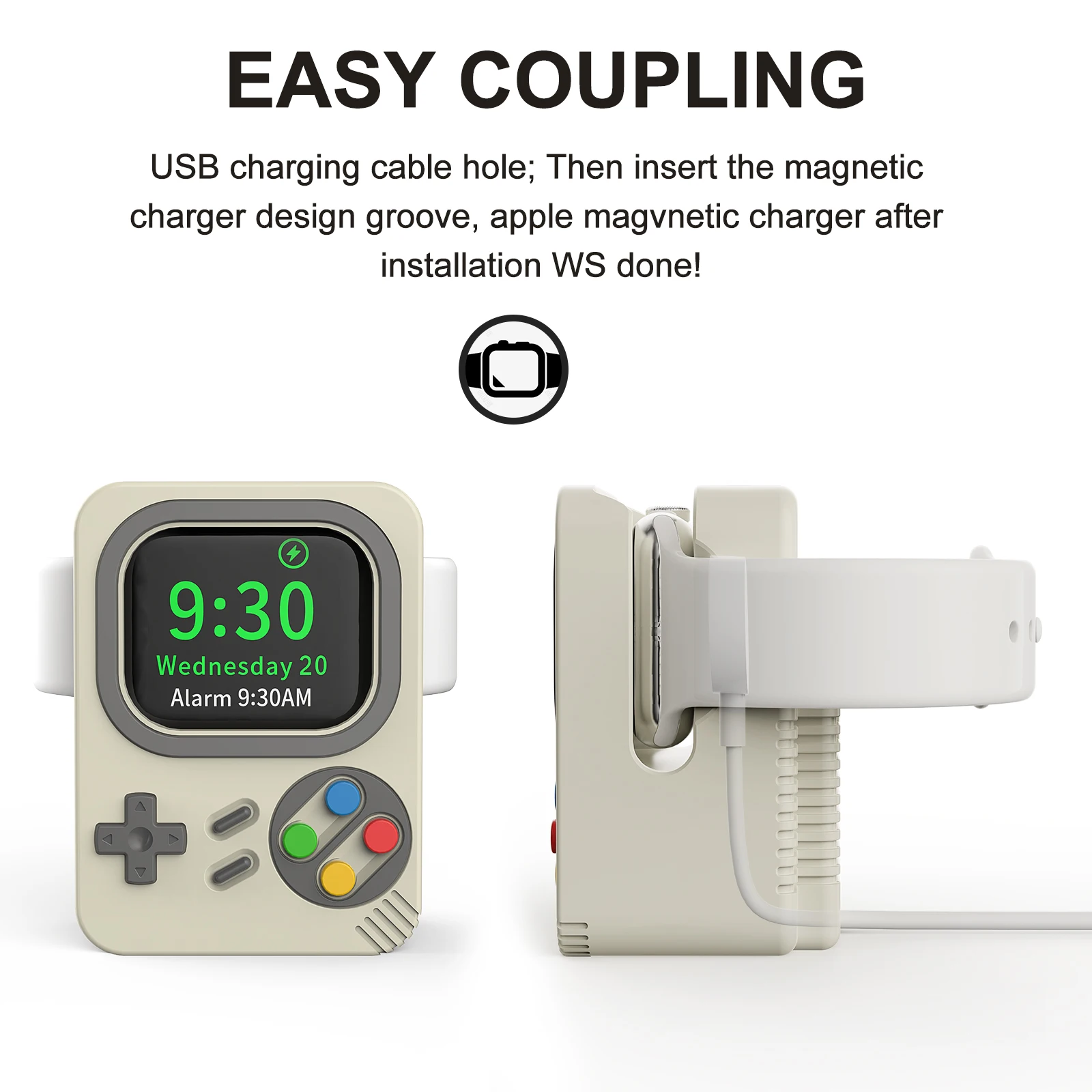 Silicone Holder For iWatch Charger Stand For Apple Watch 8 7 6 5 4 3 SE 45MM Charging Dock Desktop Retro Game Console Design