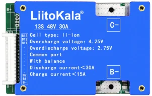 LiitoKala BMS 10S/13S/16S/20S 36 فولت/48 فولت/60 فولت/72 فولت 30A شاحن بطارية ليثيوم أيون لوح حماية بطارية BMS مع وظيفة التوازن