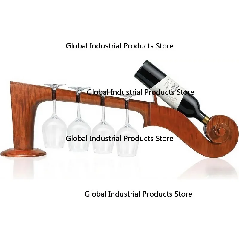 

Подставка для вина в стиле скрипки из массива дерева - на 1 бутылку и 4 стакана, в разобранном виде, для кухни, бара, идеальный подарок