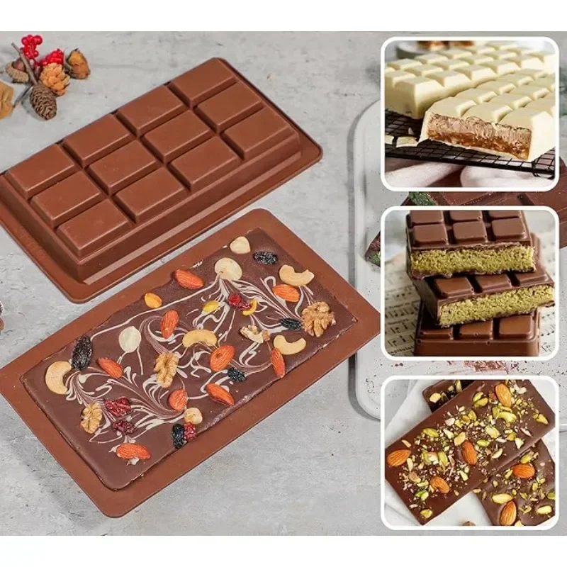 Dubai Chocolate Bar Molds Silicone Bars Break Apart Wax Melt Mould Easy Release Rectangle Durable For Protein Handmade Gift