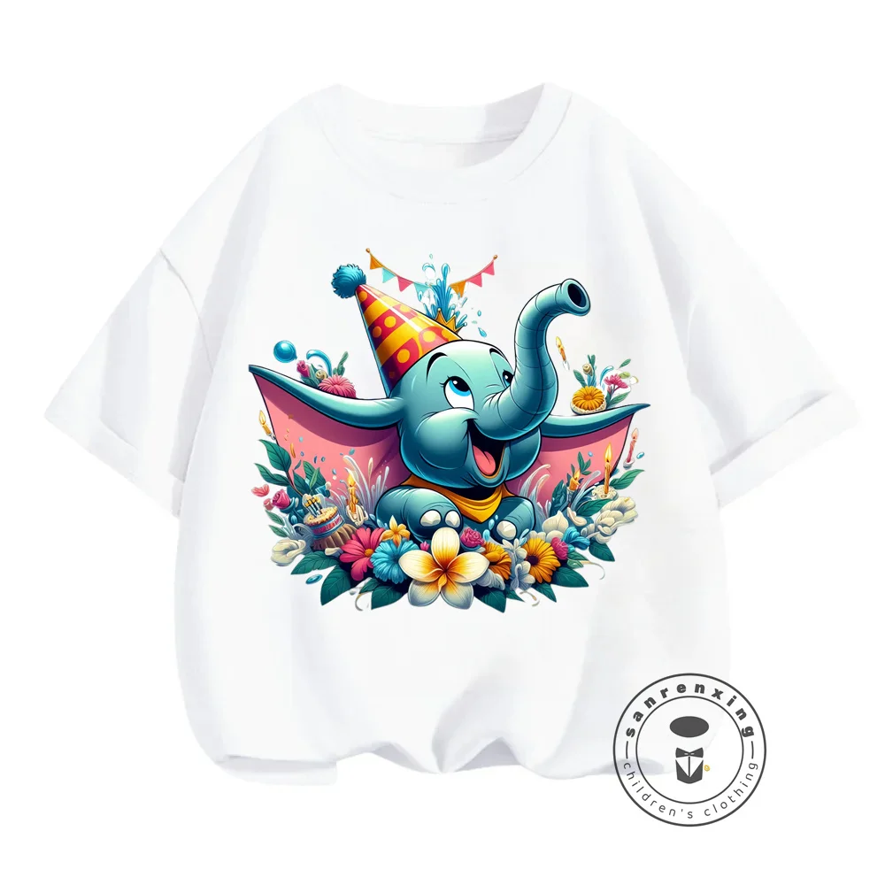 Lightweight Dumbo Disney Summer T-Shirts Comfortable and Fashionable O-Neck Tops for Boys and Girls Ideal for Warm Season Fun