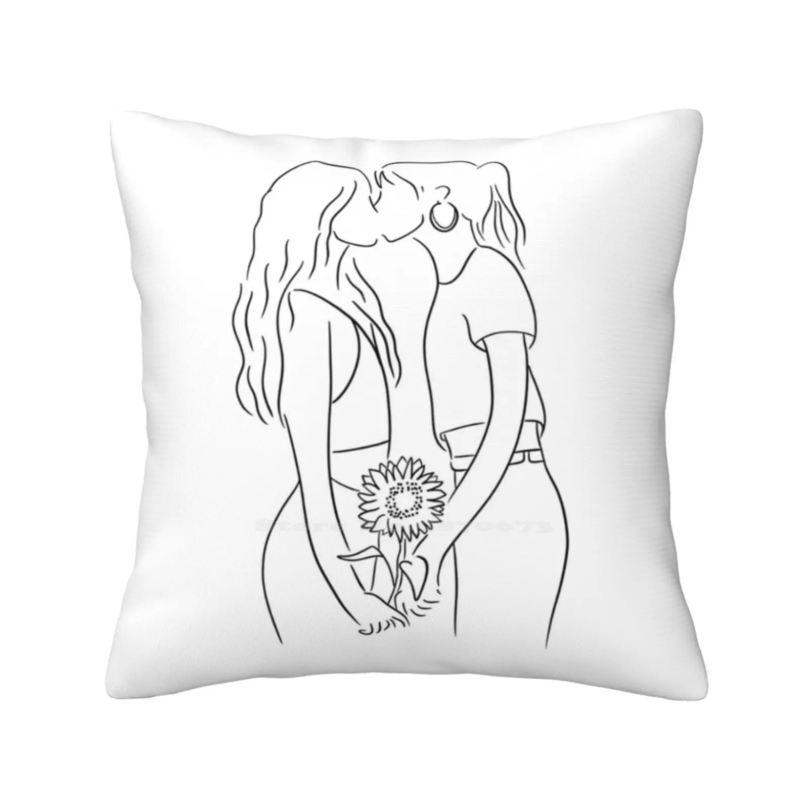 Lesbian Couple Line Art Pillows Case Bedroom Home Decoration Lesbian Couple Line Art Lesbian Couple Drawing Lesbian Holding