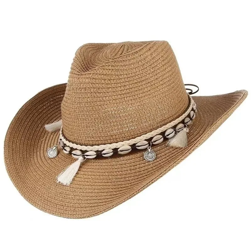 summer Straw Cowboy hat women Fashion cowgirl straw hat solid caps women summer cowboy Sunshade Jazz Hat Panama men sun hat