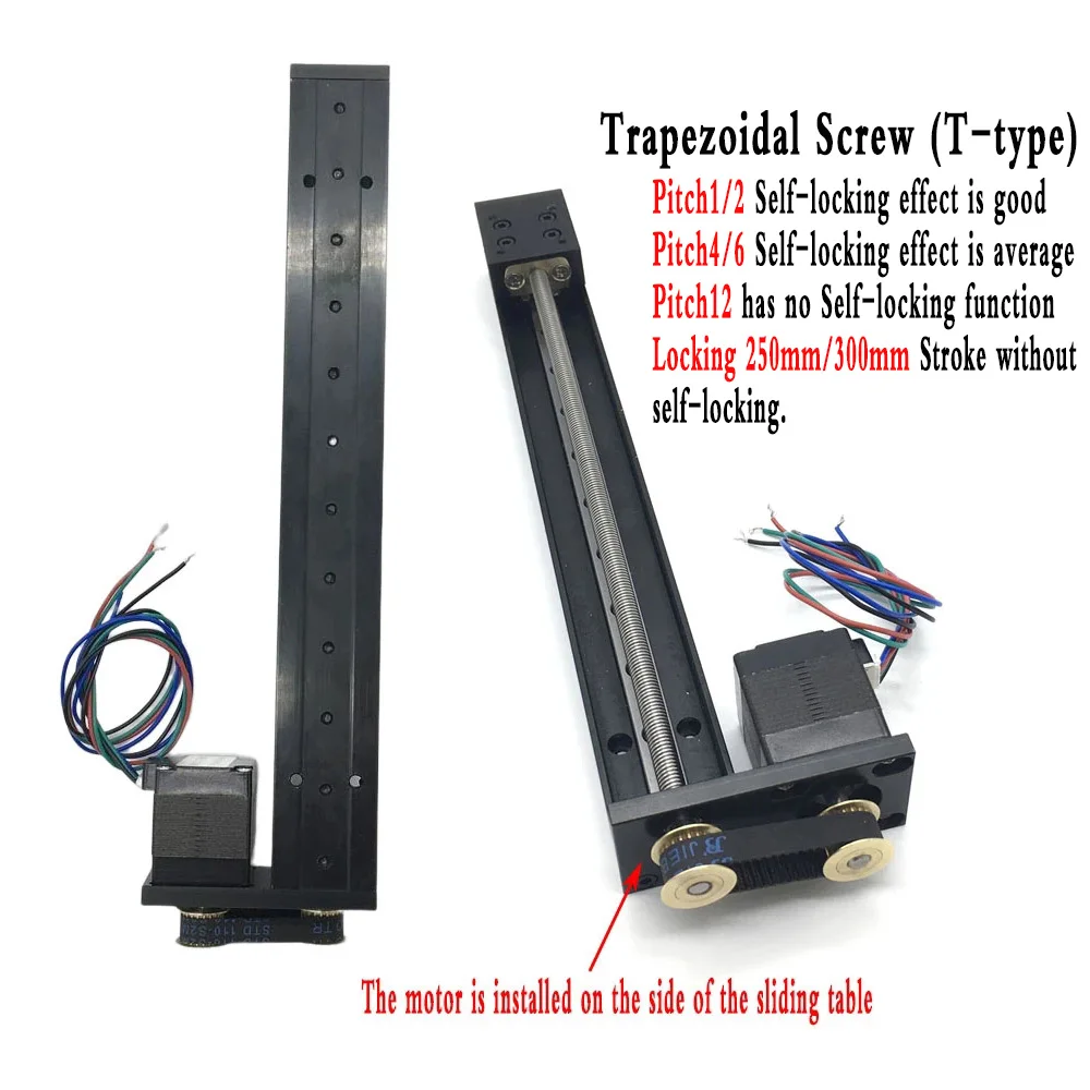 Imagem -02 - Mini Módulo Linear Síncrono Travamento Automático Corrediça de Parafuso Trapezoidal Trilho de Linha de Mesa Motor Nema11 Curso 50300 mm