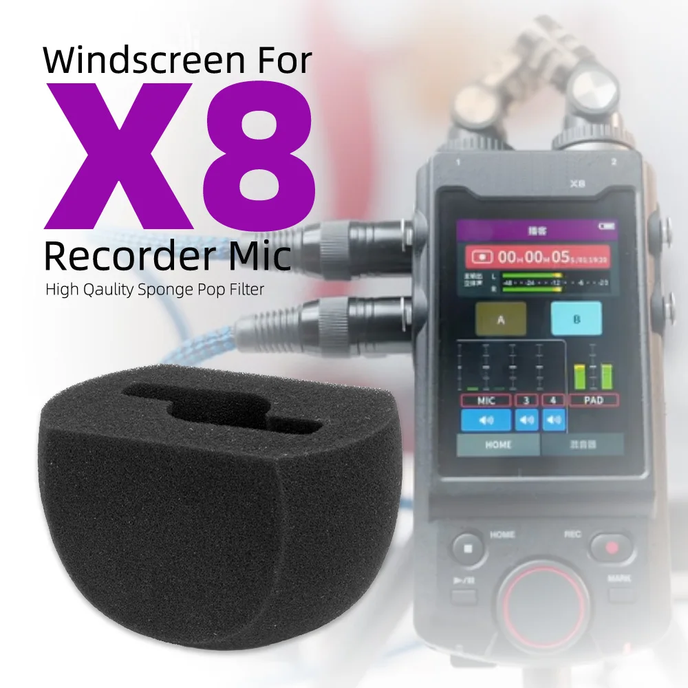 For TASCAM X8 Windscreen Sponge Recorder Mic Anti Pop Filter Screen Foam X 8 Windshield Recording Microphone Windproof Shield