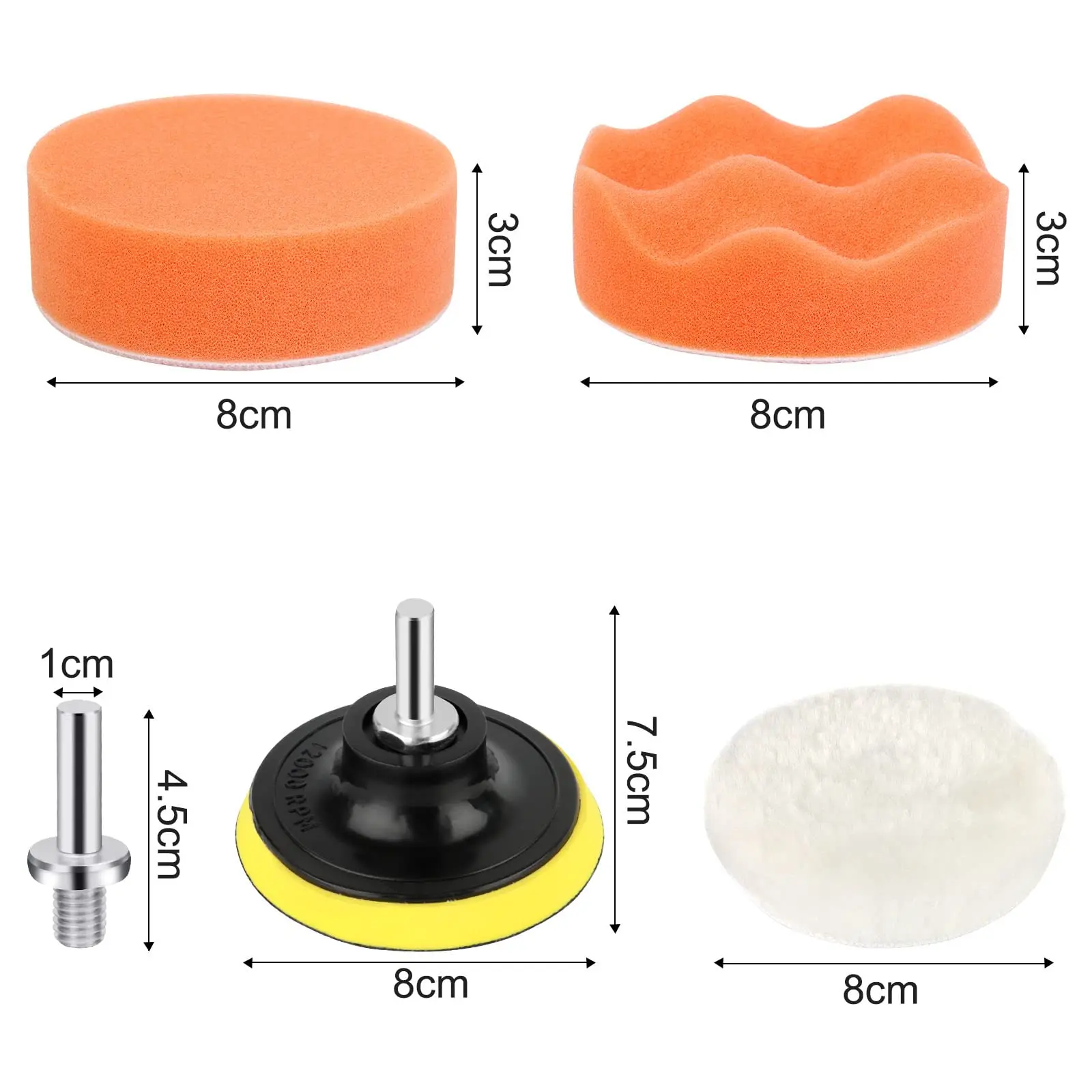 3 Inch Car Polishing Pads Sponge Wool Drill Buffing Pad 13 Piece Set for Car Polisher Grinding Waxing Cleaning Wheel Hub Care