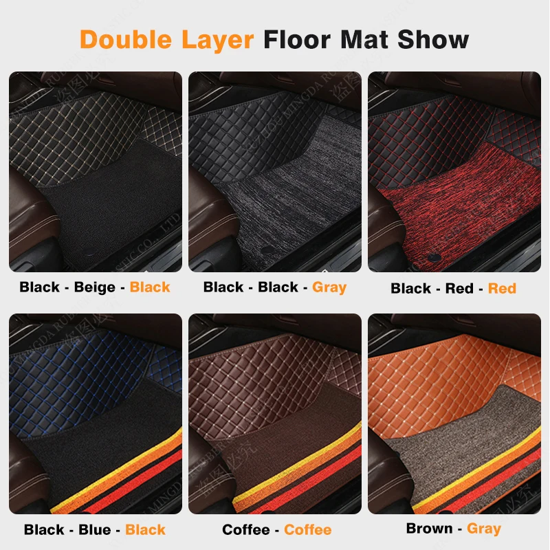 LHD Double Layer Car floor mat Ford Mustang 2015 2016 2017 2018 2019 2020 2021 2022 foot Pads automobile carpet cover interior