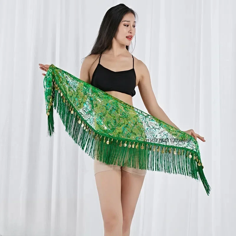 Bauchketten-Tailleketten mit Quasten, Pailletten und goldenen Münzen für Damen, Hüfttuch, orientalisches Tanzkostüm für Aufführungen und Übungen, Tanzaccessoires. – Detail 9