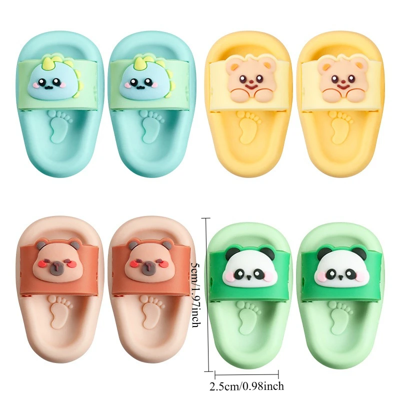 8Pcs Slipper Shape Erasers, Capybara PandaThemed Multi-Color Cartoon Design, No-Residue, Ideal For School And Office Use