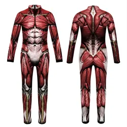 New Human Muscle Print Kids Cosplay Jumpsuit Boys Girls Halloween Carnival Party Costumes Children Bodysuit Outfit anime cosplay