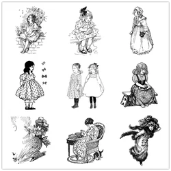 2022 New 8x10 Retro Children Birthday Party Christmas Clear Stamps Girls Stamps Card Crafts No Metal Cutting Dies Scrapbooking