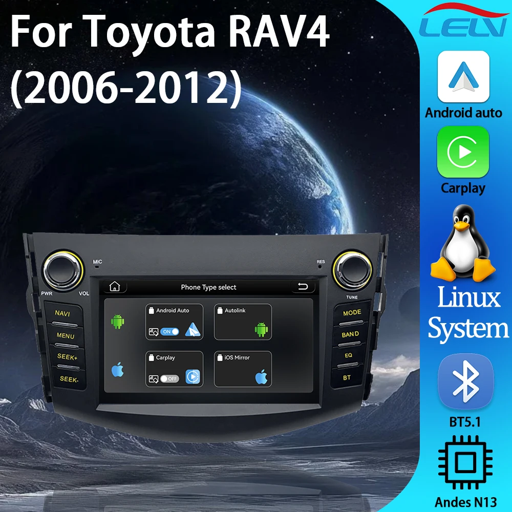 

Автомагнитола LELV 7'' с Linux-системой для Toyota RAV4 2006-2012 с CarPlay, Android Auto, DSP-эффектами, IPS-экраном и BT5