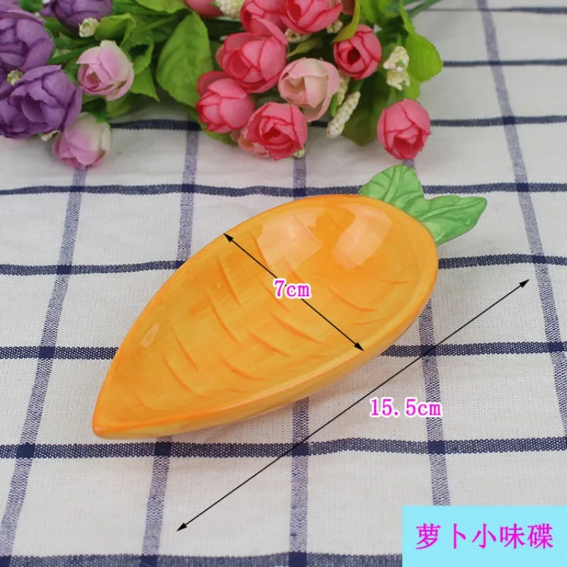 Bunny Feeder Hamster Food Plate Cat Tray Small Bowl Carrot Shaped Ceramics Pet Supplies Bowls Water Cute