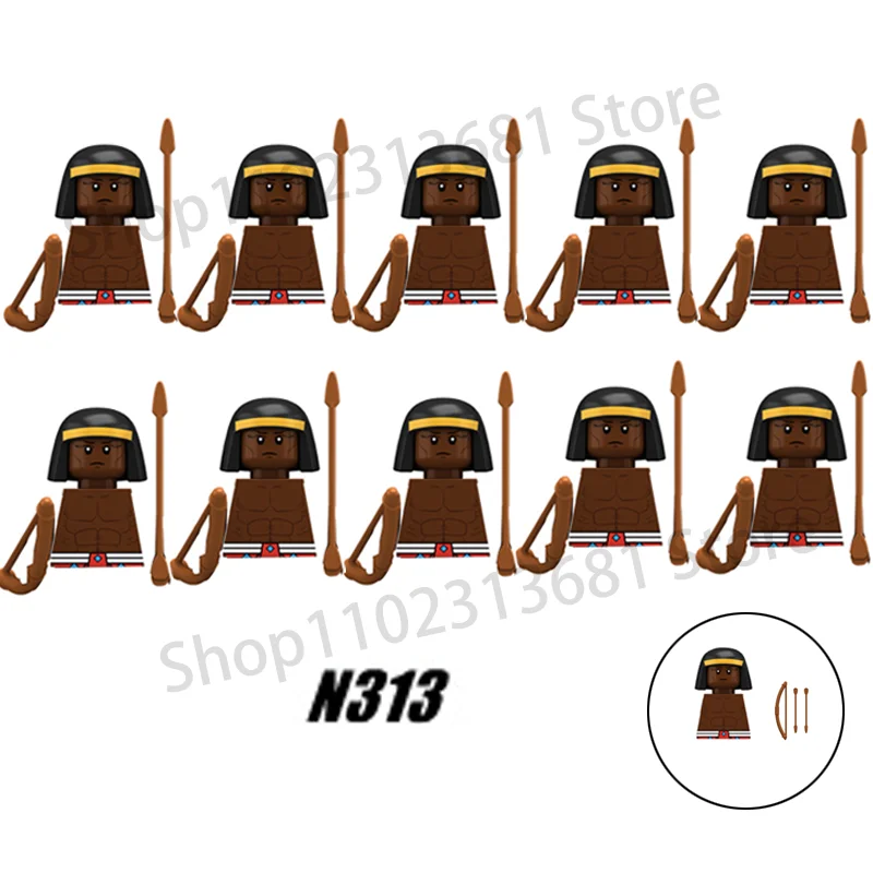 Medieval Egyptian Nubian Tribe Soldiers Figures Building Blocks Sets Warrior Weapon Sword Military Accessories Bricks Kids Toys