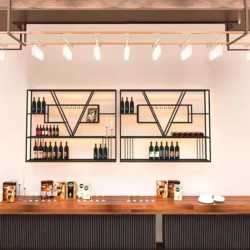 

Metal Salon Display Wine Rack Bar Kitchen Hanging Modern Restaurant Wine Cabinets Commercial Retail Meuble Vin Liquor Furniture