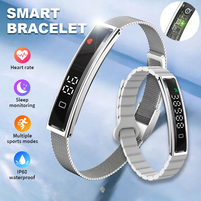

LIGE Ladies Smart Bracelet Men Health Sleep Heart Rate Monitoring Fashion Sports Band Fitness Tracker Smart Wristwatch For Women