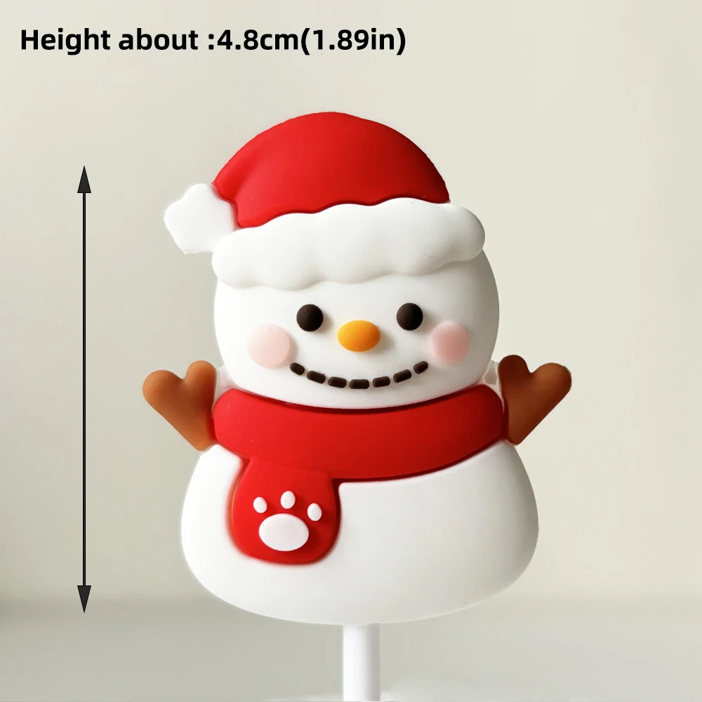 New Christmas Cake Decoration Cupcake Toppers Soft Rubber Christmas Tree Santa Claus Snowman for New Years 2025 Xmas Cake Topper