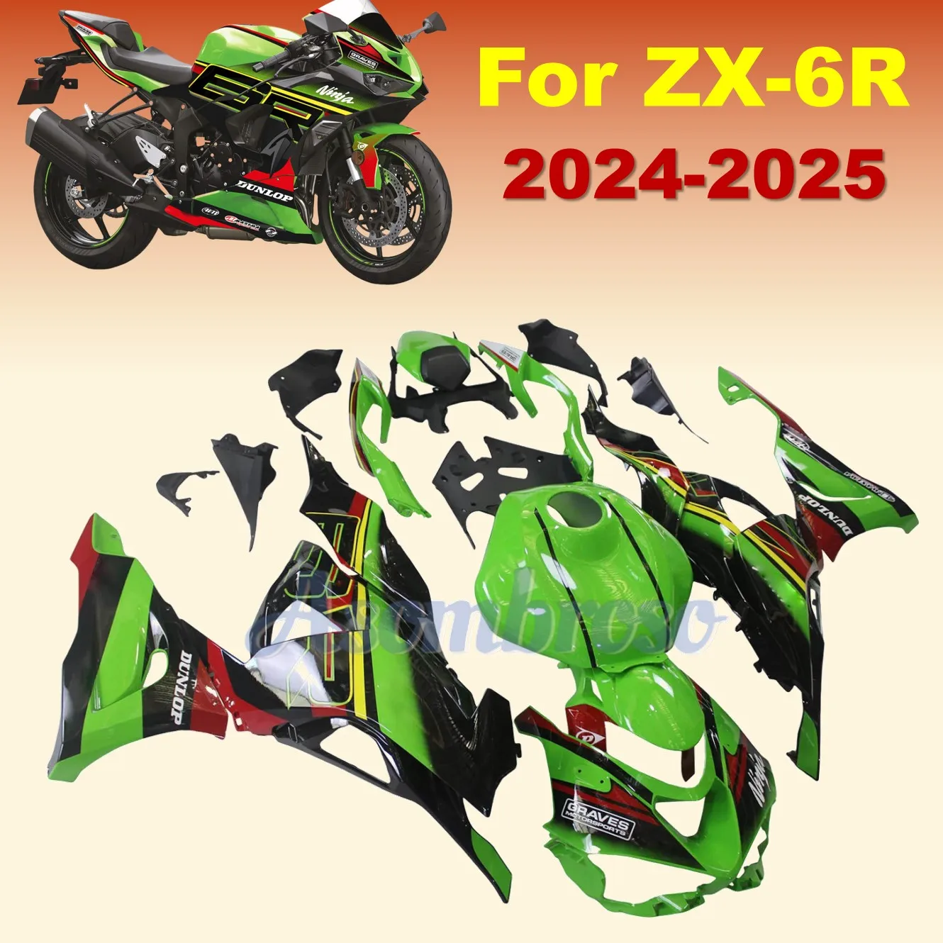 

Full Fairing kit set Fit For Kawasaki Ninja ZX 6R 2024 2025 ZX6R 636 ZX-6R New Stlye Motorcycle Bodywork Set with Tank Cover