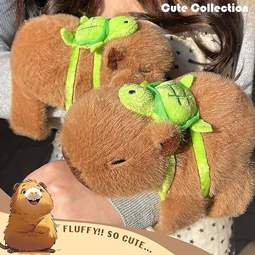 2 Stück süßer Capybara-Plüsch-Papa-Ring, weiches, mit Polyesterfaser gefülltes Tierspielzeug mit flauschiger Textur, flexibles Armband für alle Rassen