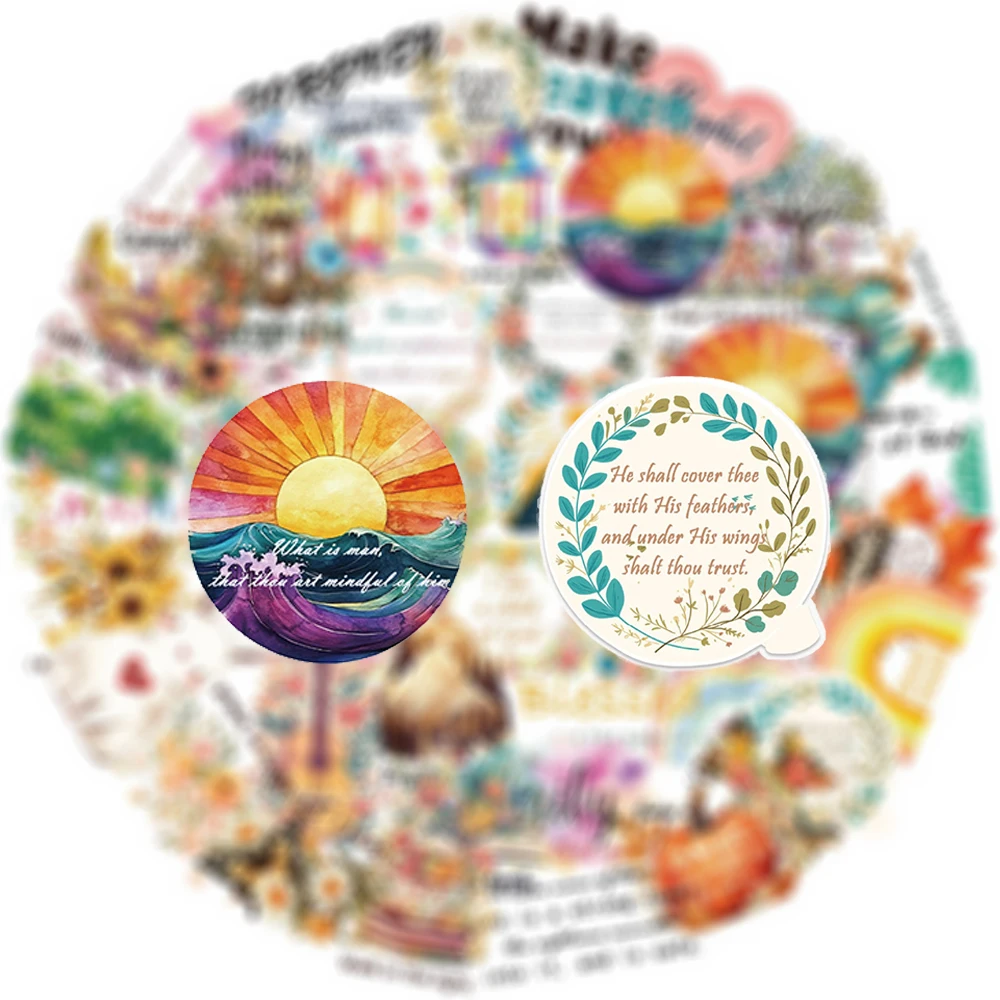

10/30/50pcs Transparent Inspirational Phrases Stickers Cute Cartoon Boho Aesthetic Decals Notebook Luggage Phone Sticker Packing