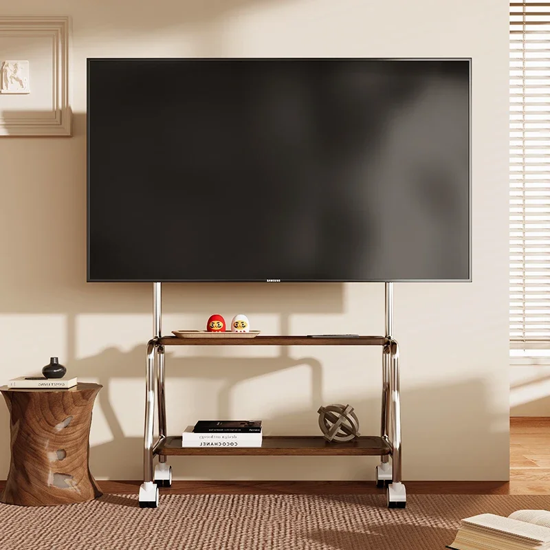 

Телевизор мобильный кронштейн напольная тележка из нержавеющей стали с вешалкой на колесах гостиная маленькая квартира